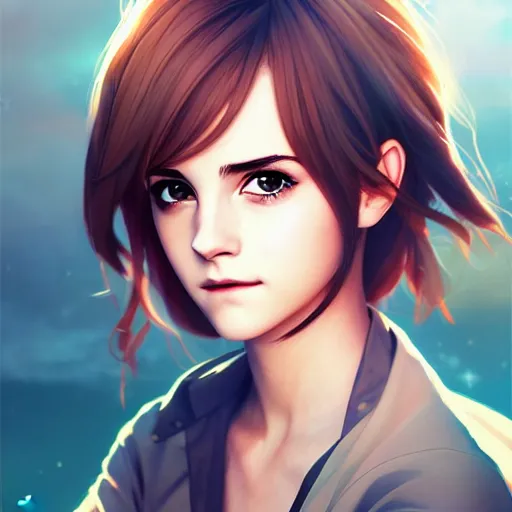 Prompt: anime portrait of emma watson as an anime girl by Stanley Artgerm Lau, WLOP, Rossdraws, James Jean, Andrei Riabovitchev, Marc Simonetti, and Sakimichan, trending on artstation