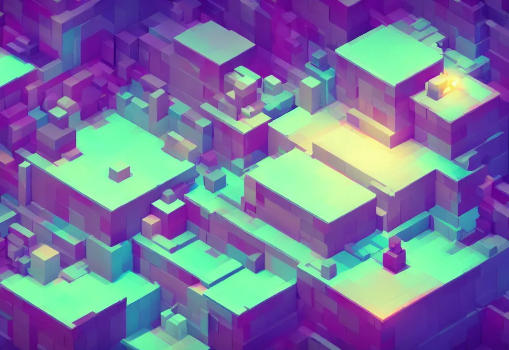 Image similar to isometric magicavoxel cinematic lighting, 4k