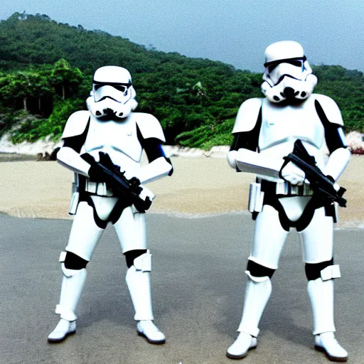 Image similar to stormtroopers on holiday in thailand, 3 5 mm film