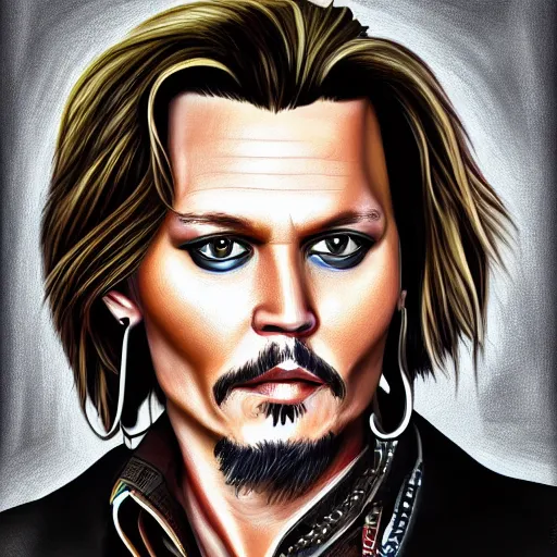 Image similar to portrait of jonny depp, highly detailed, centered, digital painting