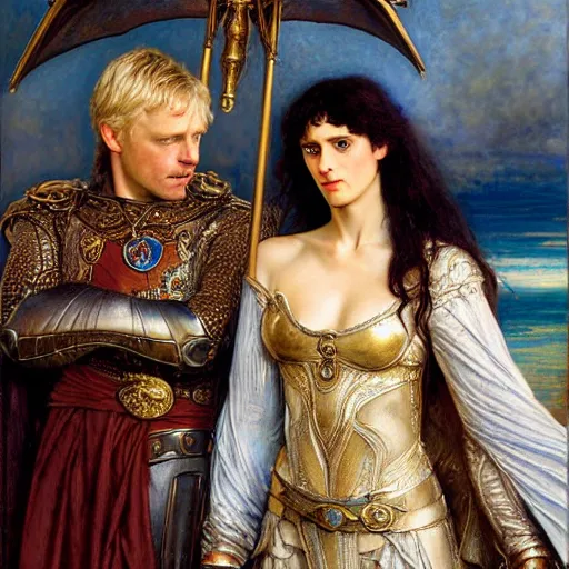 Prompt: arthur pendragon and merlin. focus on their faces. natural lighting. highly detailed painting by by gaston bussiere, donato giancola, j. c. leyendecker 8 k