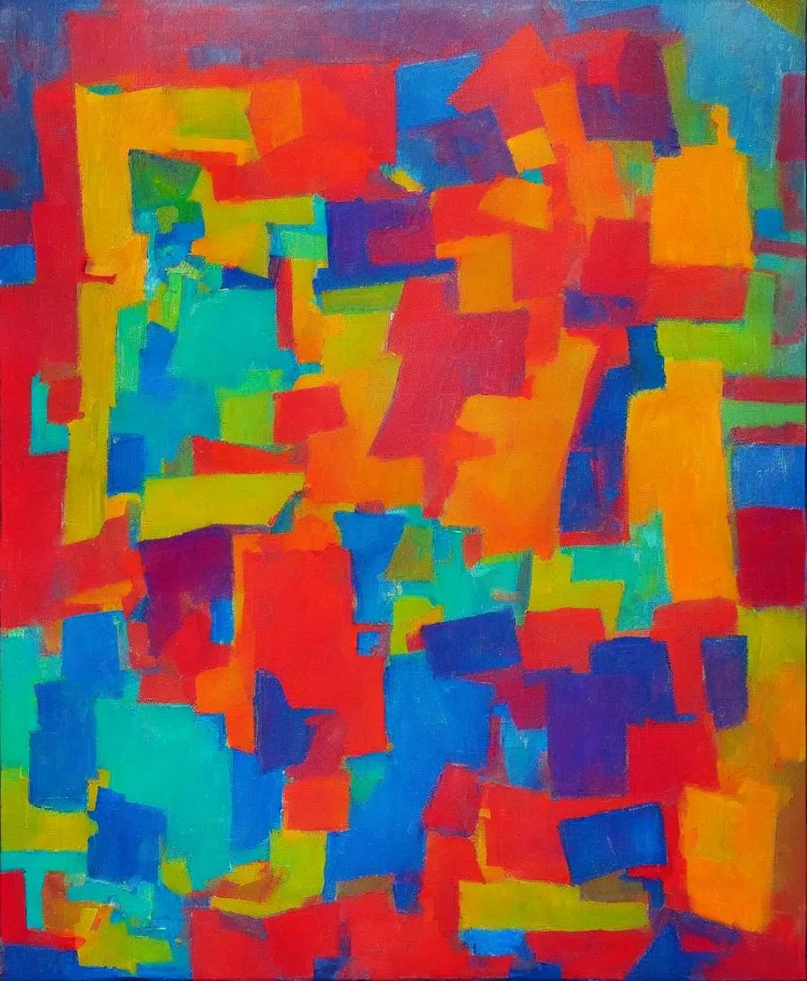 Prompt: a painting of abstract, colorful shapes