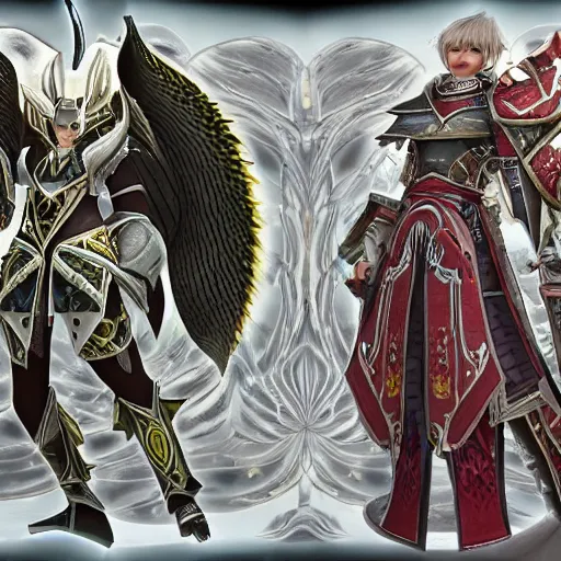 Prompt: Warrior of Light, versus the FFXIV Final Sineater, incredible detail,