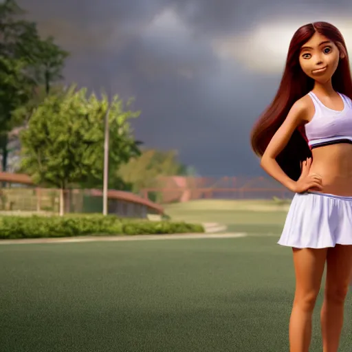 Prompt: young beautiful athletic Filipino woman with long hair posing, depicted as a Pixar character, high quality cg render, 4k