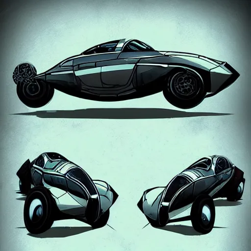 Image similar to dishonored art style retrofuturism car concept, deponia art style