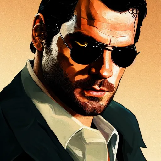 Prompt: Henry Cavill as the Godfather, gta 5 cover style, highly detailed, digital painting, Trending on artstation , HD quality, dramatic light, octane