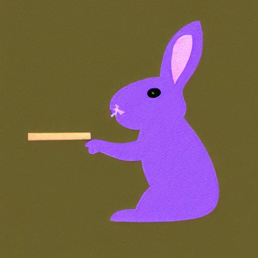 Prompt: a violet rabbit smoking a cigar, in the style of h. r. geiger