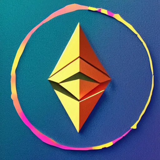 Prompt: 3 d of the ethereum symbol, flat paint, acrylic, minimal, abstract, art style by bryen frost, water color, soft pastel colors, generate multiple random colors