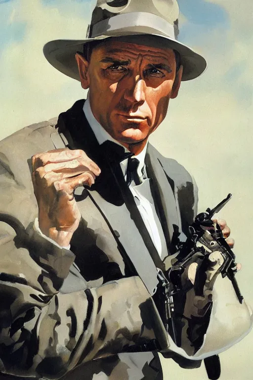 Prompt: painting of james bond, by Frank McCarthy