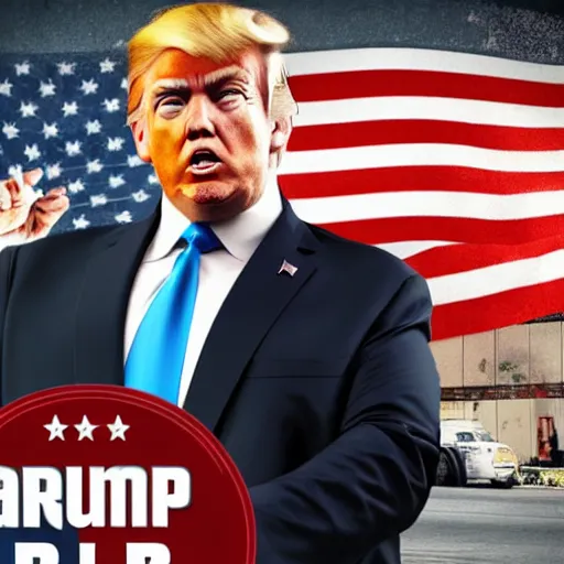 Image similar to donald trump as a GTA style character on a loading screen, 4k, high detail, high-resolution photograph, professional photography, ultra-detail