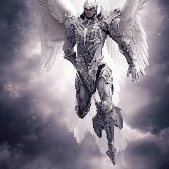 Anime style illustration of a flying male angel