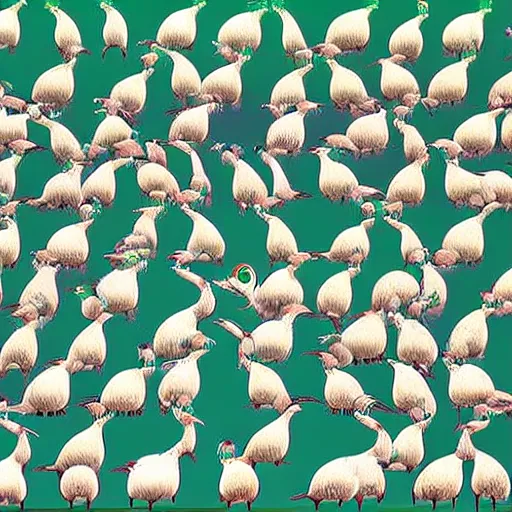 Image similar to 4 0 sad fat green ostriches by chiho aoshima