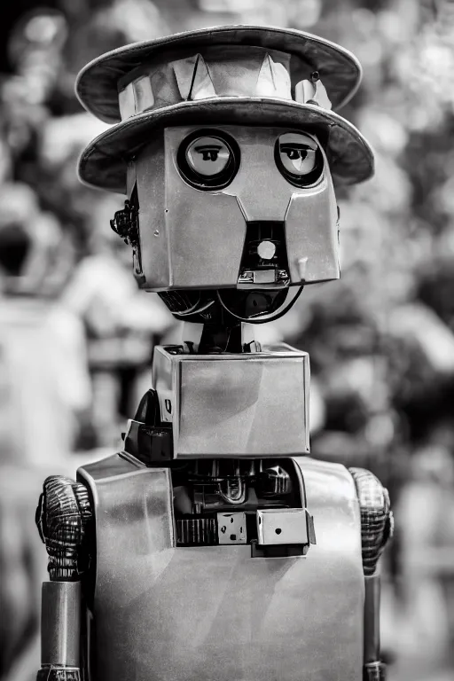 Image similar to a portrait photo of a extremely detailed robot wearing a oxford graduation hat. nikon z 9. 5 0 mm, f / 1. 8 photography. portrait photography. ultra hd, 8 k, graduation photo