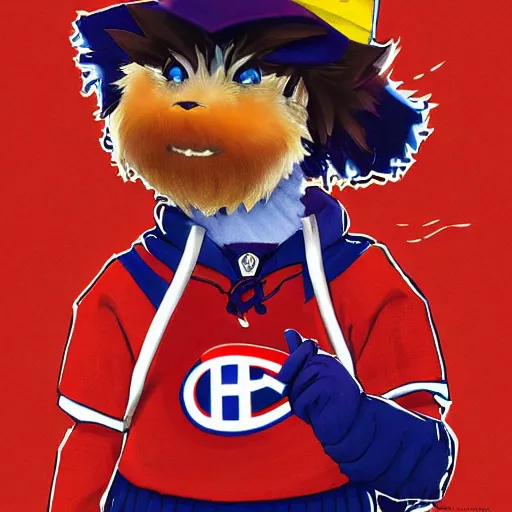 Image similar to anime Portrait of Youppi the Habs Montreal Canadiens Mascot as a very cute powerful and friendly pokemon, highly detailed anime, high evolution, 1990s, legendary, smooth, sharp focus, dynamic lighting, intricate, trending on ArtStation, illustration pokemon, art by WLOP