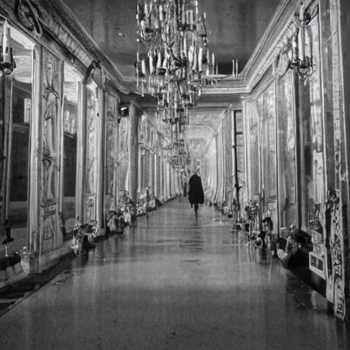 Prompt: hall of mirrors, surreal, horror, atmospheric, evil, nightmare, film grain