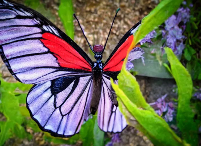 Prompt: a detailed photograph of a real fairy creature with butterfly wings.