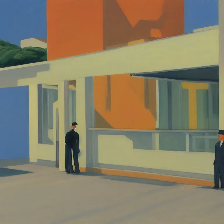 Image similar to dreaming from new economy and a new finacial system, painted by Alex Katz, painted by Edward Hopper, airbrush