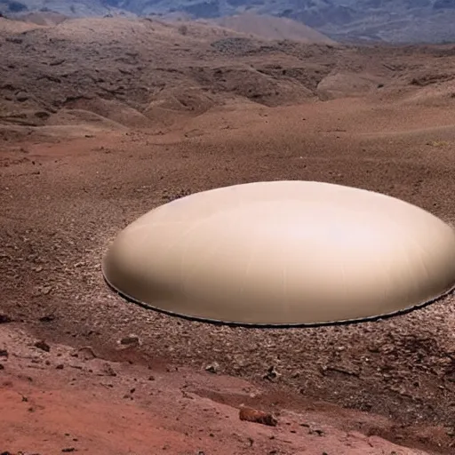 Prompt: An enormous dome-shaped alien spacecraft landed in Peru