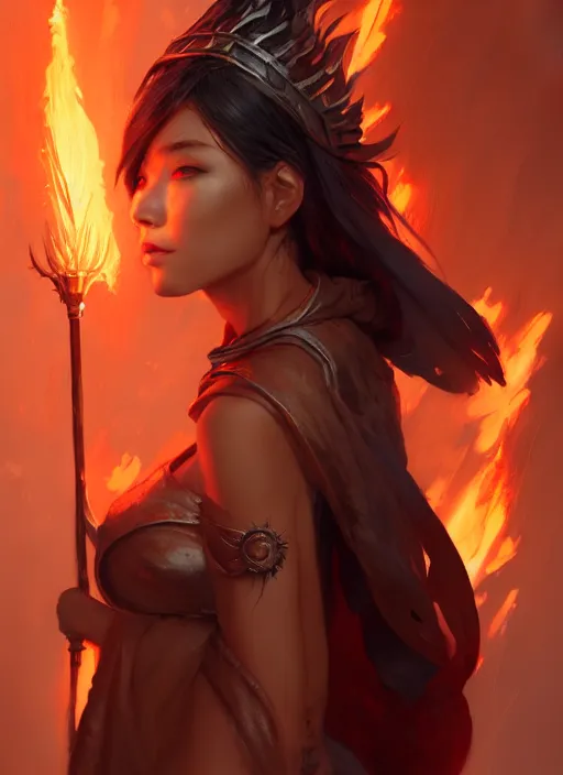 Prompt: character concept art of a fire sorceress, key visual, realistic shaded perfect face, fine details, ultra realistic, dystopian environment and background, by stanley artgerm lau, wlop, rossdraws, james jean, andrei riabovitchev, marc simonetti, and sakimichan, trending on artstation