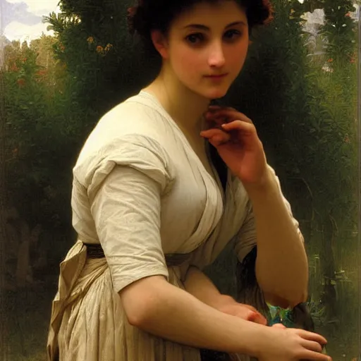 Image similar to a portrait of a character in a scenic environment by William-Adolphe Bouguereau