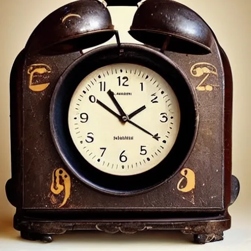 Image similar to “An alarm clock from the 1800s but the numbers are emojis”