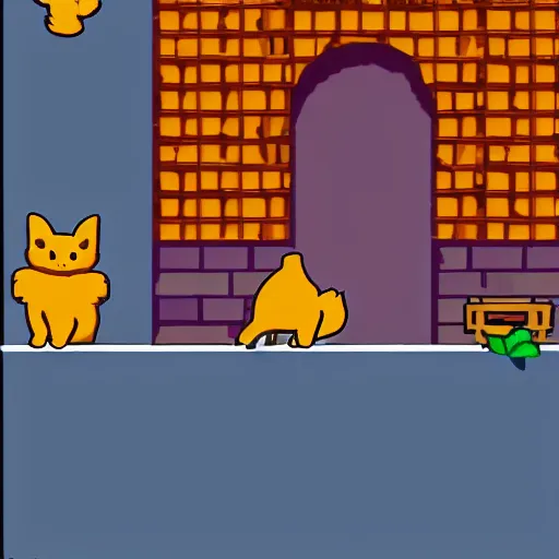 Prompt: stray screenshot, cat, cat game, playing as a cat, orange cat, stray cat game