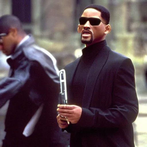 Image similar to Will Smith playing Neo in The Matrix (1999)