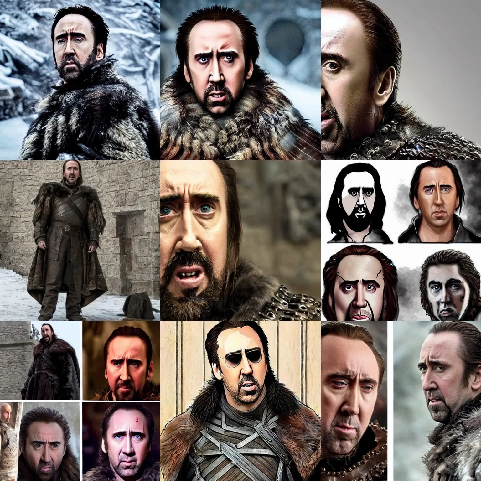 Prompt: nic cage as every character in game of thrones