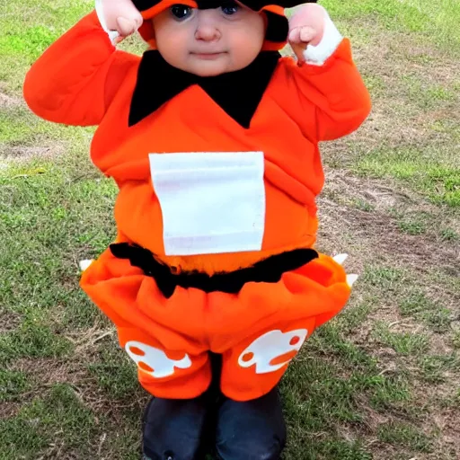 Image similar to cute baby chick dressed as an inmate