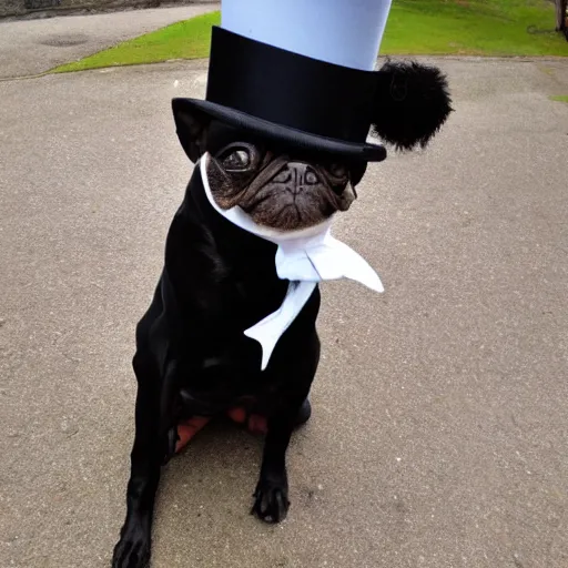 Image similar to funny looking dog wearing a top hat