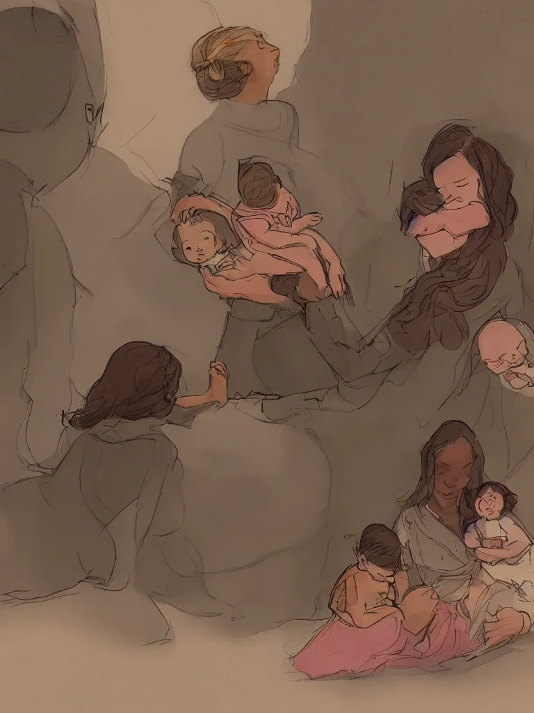 Image similar to motherhood by Disney Concept Artists, blunt borders, rule of thirds