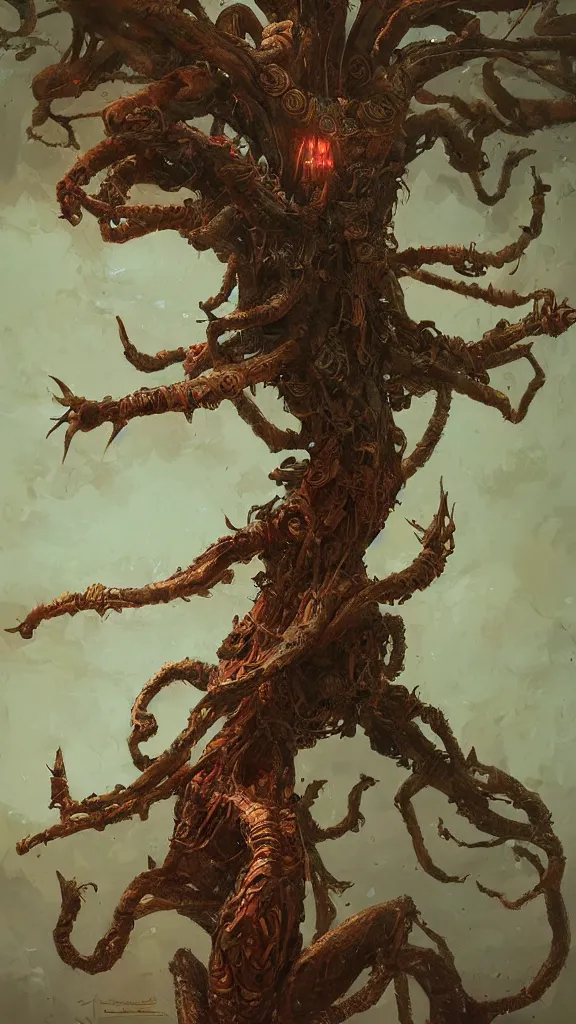 Prompt: painting of a beautiful rendition of the mythical alraune, the humanoid shaped mandrake root, illustration, artistic, colorful, hyper detailed, in the style of greg rutkowski,