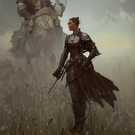 Prompt: socialist realism propaganda poster of female knight, socialist realism, highly detailed, intricate, digital painting, artstation, sharp focus, illustration, art by jakub rozalski, greg rutkowski, artgerm, tan zi and ayanamikodon and alphonse mucha and wlop