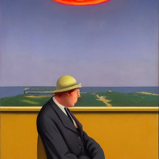 Prompt: hell by Raphael Hopper, and Rene Magritte. Extremely Highly detailed, Occult, funny, humorous, humor, hilarious, funny, entertaining, magical, Trending on artstationHQ