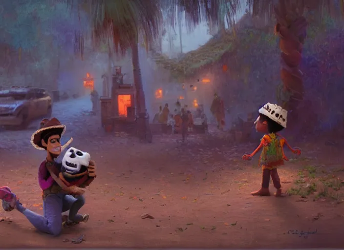 Prompt: polaroid movie still of pixar's coco, artwork by gaston bussiere, craig mullins, trending on artstation