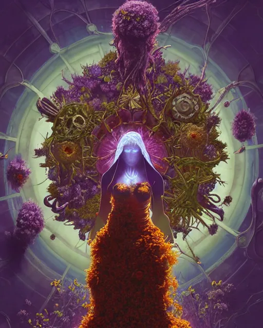 Image similar to the platonic ideal of flowers, rotting, insects and praying of cletus kasady carnage thanos dementor wild hunt doctor doom chtulu mandelbulb mandala ponyo bioshock davinci heavy rain, d & d, fantasy, ego death, decay, dmt, art by artgerm and greg rutkowski and alphonse mucha