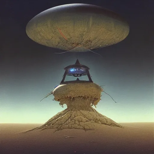 Prompt: ufo crashes into the desert, beksinski, wayne barlowe, very coherent symmetrical artwork, cinematic, hyper realism, high detail, octane render, 8 k