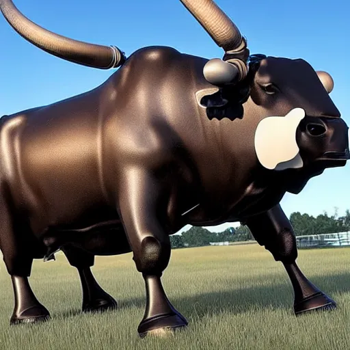 Image similar to A robotic bull, hyper realistic, HD, HQ, photo realistic