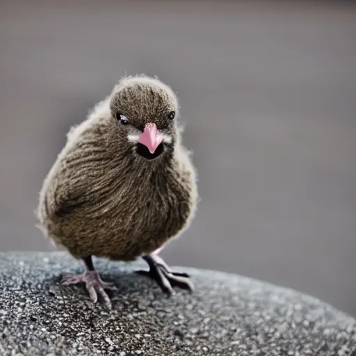 Image similar to a kiwi bird wearing a wooly hat! Ultra realistic! 25mm f/1.7 ASPH Lens!