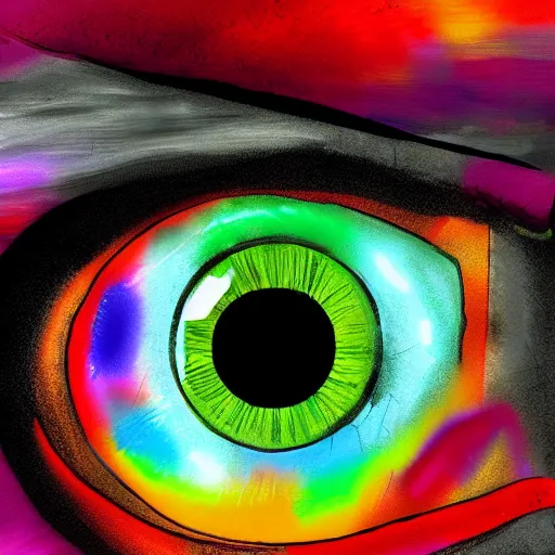 Prompt: colorful eye, digital art