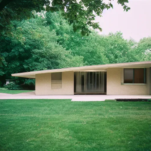 Image similar to midcentury house in wheaton, il. photographed with leica summilux - m 2 4 mm lens, iso 1 0 0, f / 8, portra 4 0 0