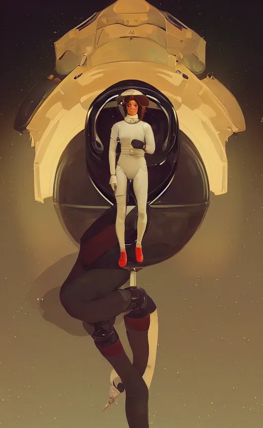 Image similar to astronaut woman, highly detailed, digital painting, artstation, standing, facing camera, concept art, smooth, sharp focus, illustration, art by artgerm and alphonse mucha, high definition digital art, dramatic lighting, in the style of ilya kuvshinov and Ross tran