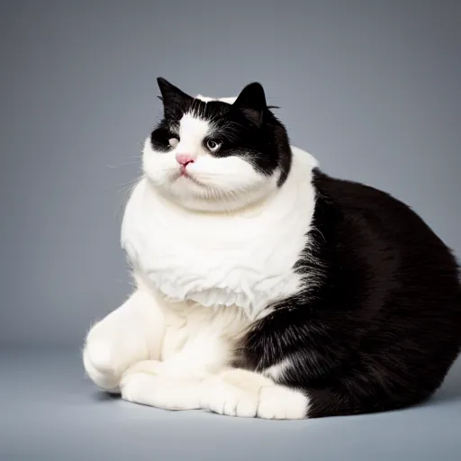 Prompt: obese cat extra fluffy wearing an obese top hat anscochrome.