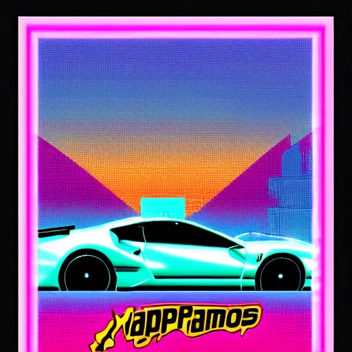 Prompt: haircuts for men, memphis design, ferrari, sunset, vaporwave, lamborghini, bad taste, retro, pastel, neon, 8 0 s