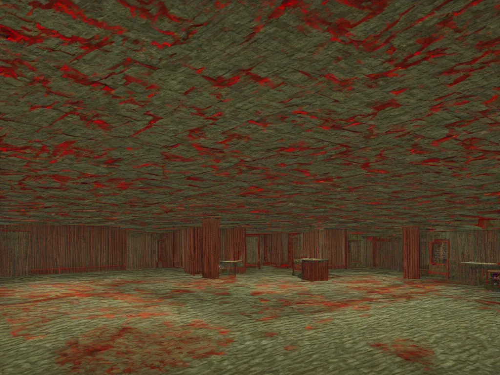 Image similar to Twin Peaks red room as a PS1 game landscape