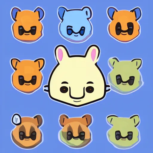 Image similar to wombat as hello emoji, telegram sticker design, flat design, glossy design, white outline