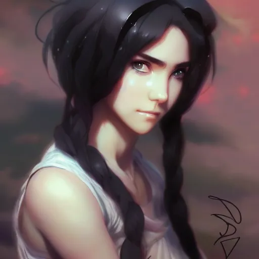 Image similar to jennifer connelly as a beautiful anime girl by wlop and greg rutkowski