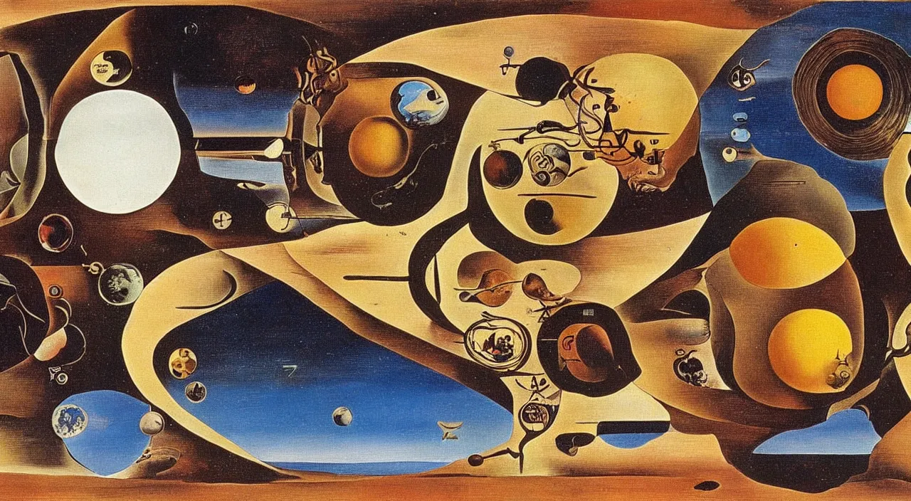 Image similar to clock shaped planets in a pan, salvador dali