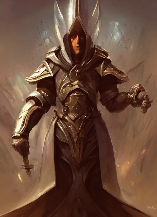 Prompt: Mario Draghi dressed as a templar, elegant, digital painting, concept art, smooth, sharp focus, illustration, from StarCraft by Ruan Jia and Mandy Jurgens and Artgerm and William-Adolphe Bouguerea