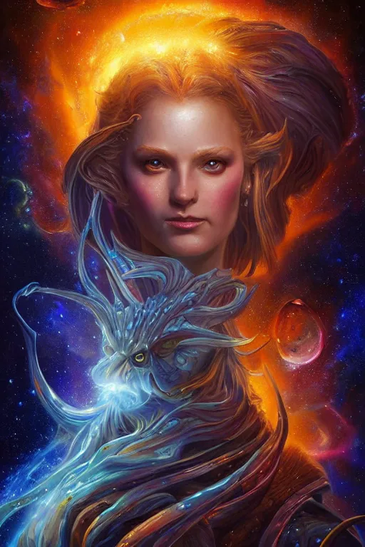 Image similar to beautiful oil painting with high detail of a wise Space ent made of stars and plasma, hybrid from dungeons and dragons and art direction by James Cameron ;by artgerm; wayne reynolds art station; cinematic quality character render; low angle; ultra high quality model; production quality cinema model